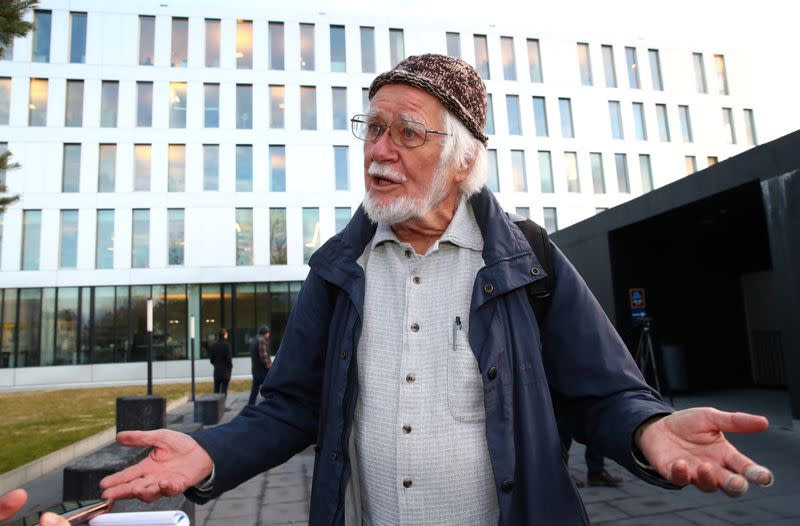 2017 Nobel Prize in Chemistry laureate Dubochet speaks to Reuters outside the District Court of West Lausanne in 2018 in Lausanne