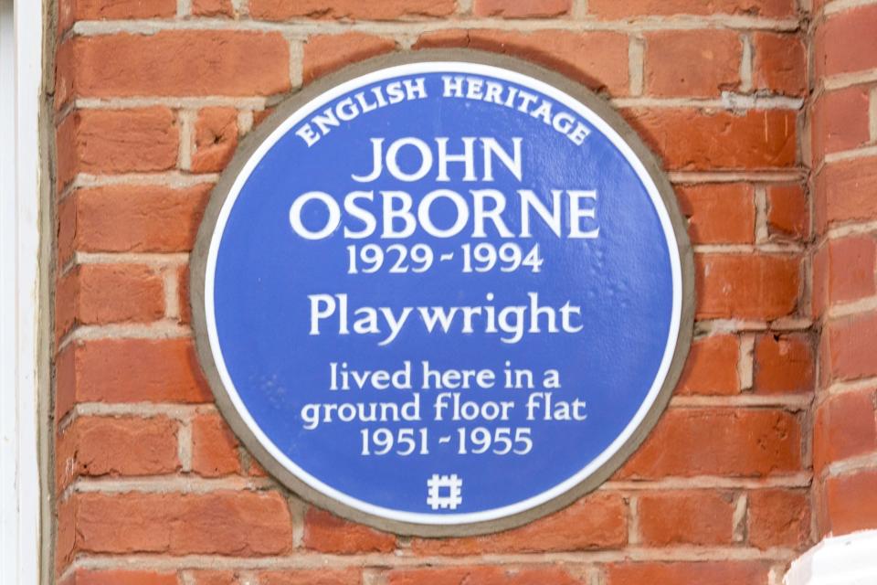 <p>Blue Plaque to John Osborne at 53 Caithness Road, London.</p> (English Heritage)