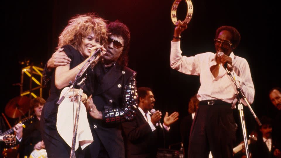Tina Turner and Little Richard reunited for a performance at the 1989 Rock & Roll Hall of Fame Induction Ceremony. - Sonia Moskowitz/Images Press/Archive Photos/Getty Images