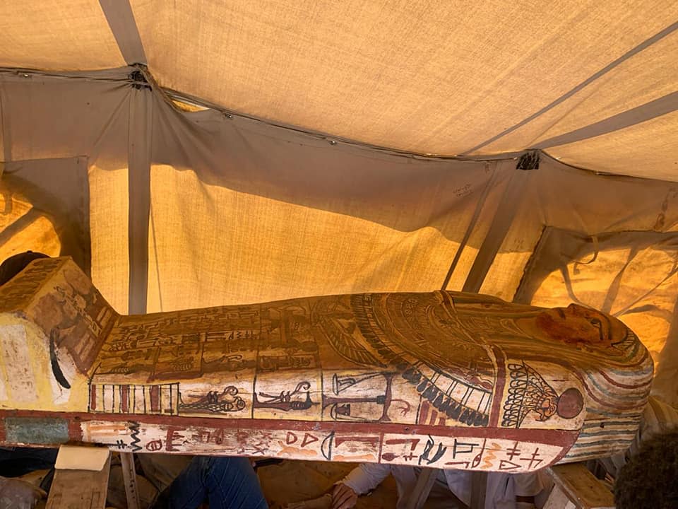 The wooden coffins were found in good condition with their original colours retained.Egypt Ministry of Tourism and Antiquities