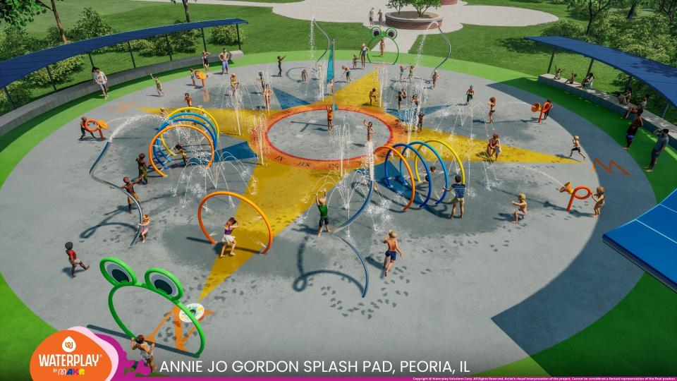 A splash pad with musical instruments is being installed at Annie Jo Gorden Learning Center.