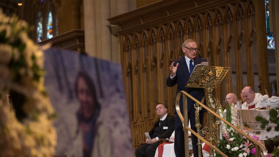 In his eulogy, Mr Carr described his wife as his “lucky star”. Picture: Flavio Brancaleone /Pool/ The Sydney Morning Herald