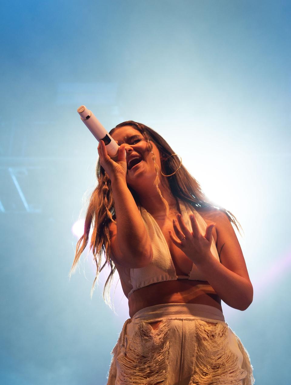 Maren Morris performs at the Gold Record Road during the first day of the Pilgrimage Music & Cultural Festival at the Park in Harlinsdale in Franklin, Tenn., Saturday, Sept. 25, 2021.