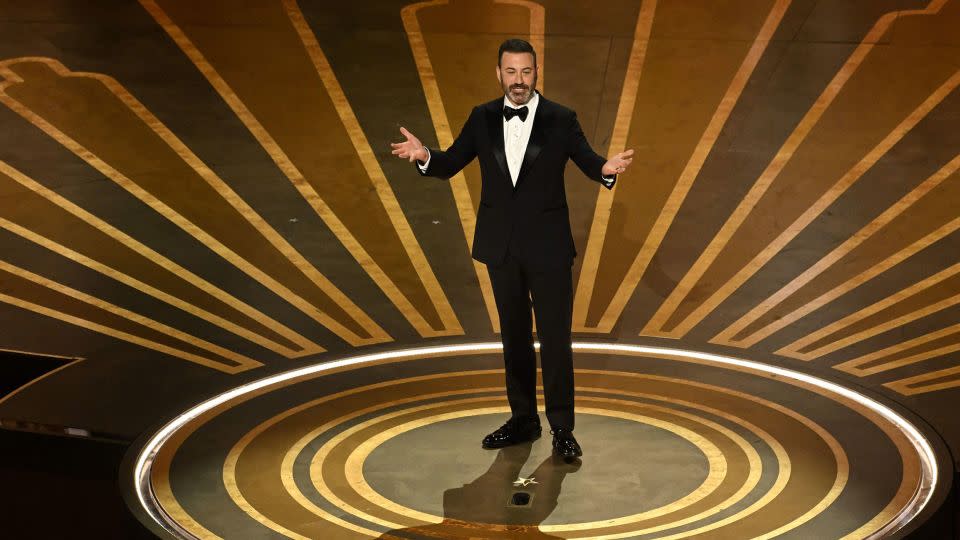 Jimmy Kimmel hosting the 2023 Oscars in Los Angeles. - Patrick T. Fallon/AFP/Getty Images