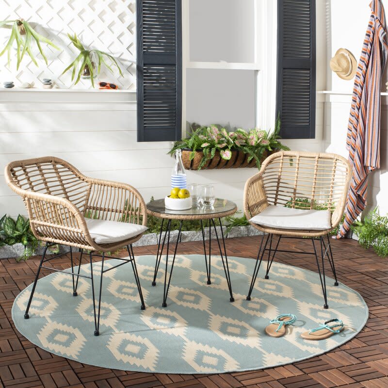 This wicker seating set is among the prettiest we've seen. (Photo: Wayfair)