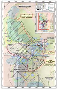 Geological Plan Map of the Santa Barbara Mineral Resource Target Area with Diamond Drill Holes