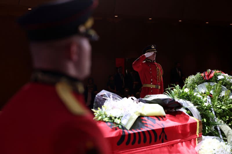 Funeral of Albanian novelist and playwright Ismail Kadare, in Tirana