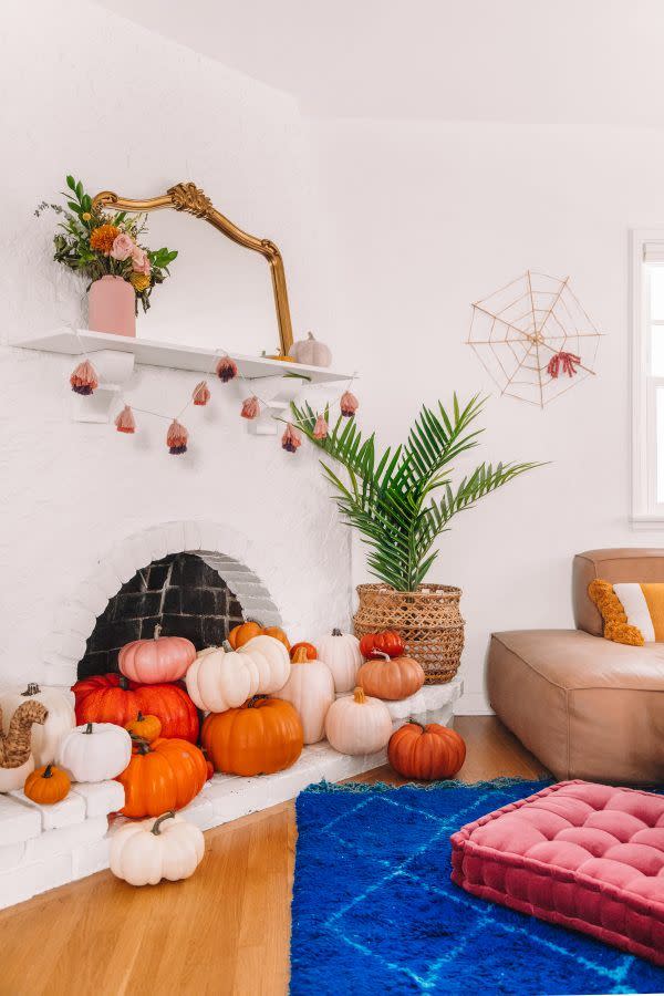 Pumpkins Aplenty Fall Mantel Decor