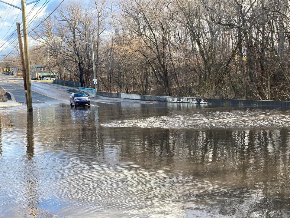 The road over Shellpot Creek on Route 13 (N. Market Street) in Wilmington remained flooded on Wednesday, Jan. 10, 2024.