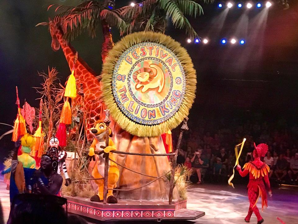 shot of festival of the lion king show at disney world animal kingdom