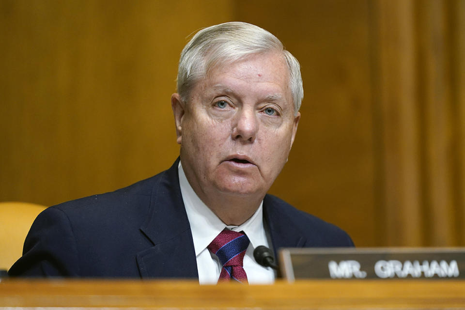 Sen. Lindsey Graham (R-S.C.), Ranking Member of the Senate Budget Committee, speaks during a hearing on Capitol Hill.