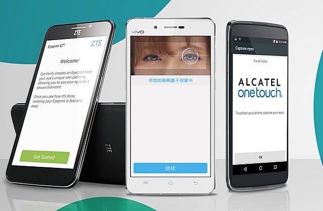 ▲只要智慧型手機擁有與Qualcomm Snapdragon 400同級的處理器，與前置攝影鏡頭，就可搭載EyeVerify的Eyeprint的保安技術。