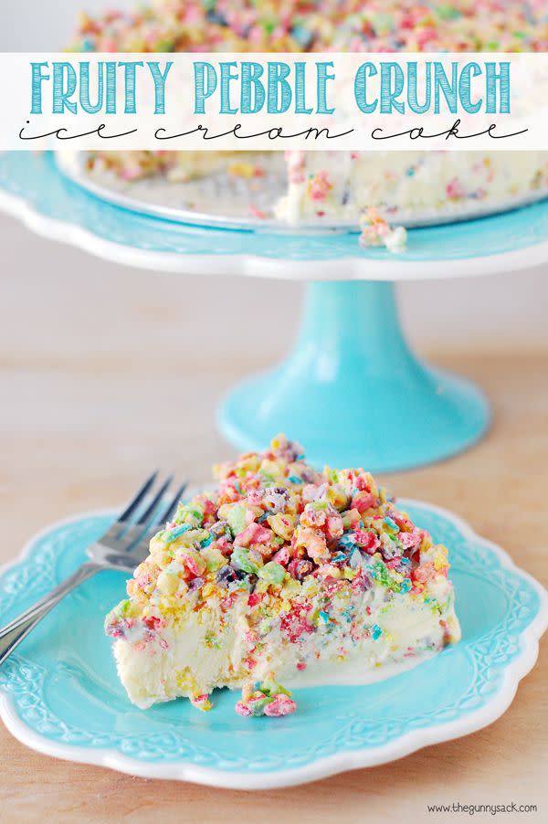 Fruity Pebbly Crunch Ice Cream Cake