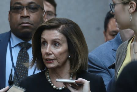 House Speaker Nancy Pelosi speaks to reporters at the U.S. Capitol in Washington