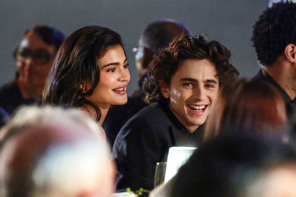 <p>Dimitrios Kambouris/Getty</p> Kylie Jenner and Timothée Chalamet on Nov. 1