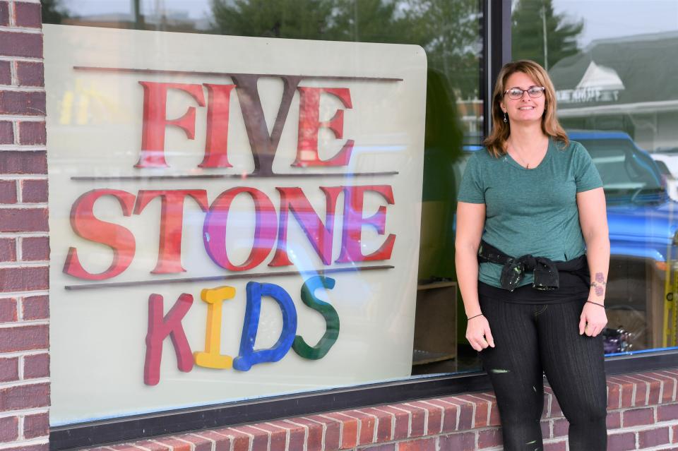 After being evicted from the Lebanon Valley Mall in December, Five Stone Kids is finding a new home at the Twin Creeks Business Center in Jonestown. "They always say when one door closes another one opens, and this is mine," owner Jaqueline Forney said.