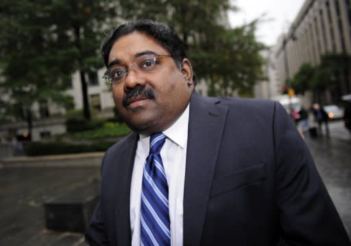 The former hedge-fund manager convicted of insider trading Raj Rajaratnam arrives at court to hear his sentence in New York, October 13, 2011. Former Goldman Sachs director Rajat Gupta is on trial for allegedly feeding confidential information to his friend and billionaire hedge fund investor Rajaratnam
