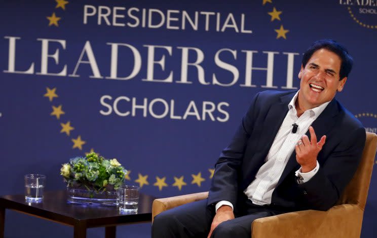 Mark Cuban speaks during a moderated conversation at the graduation of the inaugural class of the Presidential Leadership Scholars program. (Photo: Mike Stone/Reuters)