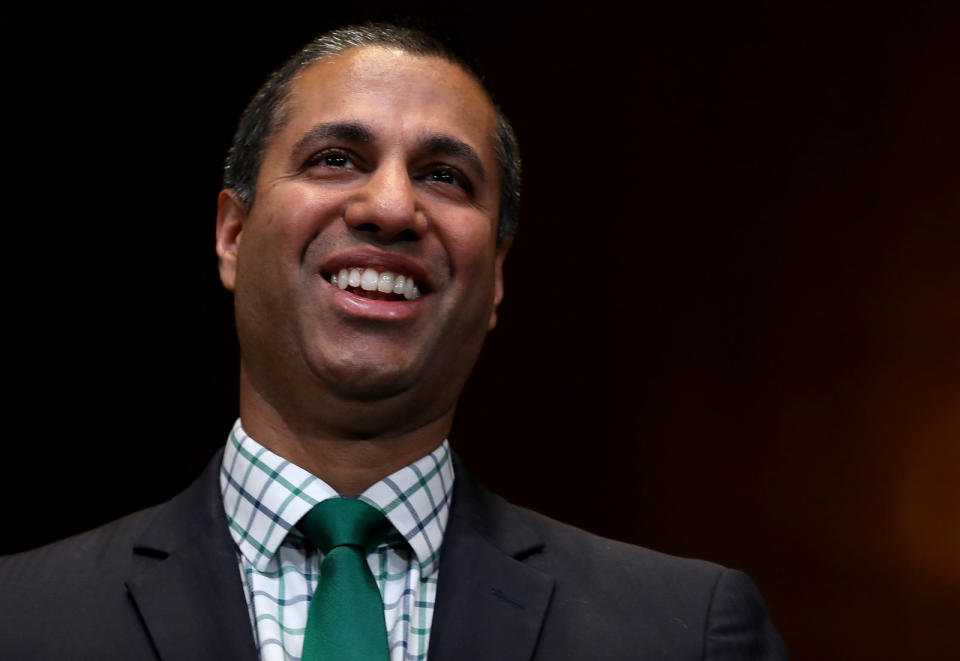 WASHINGTON, DC - MAY 17:  FCC Chairman Ajit Pai awaits the start of a hearing held by the Senate Appropriations Committee May 17, 2018 in Washington, DC. The committee heard testimony on the proposed budget estimates and justification for fiscal year 2019 for the Federal Communications Commission and the Federal Trade Commission.  (Photo by Win McNamee/Getty Images)