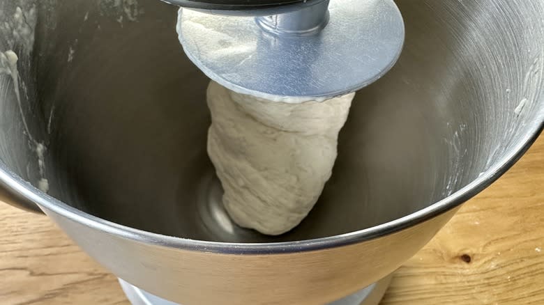 Dough kneading in mixer
