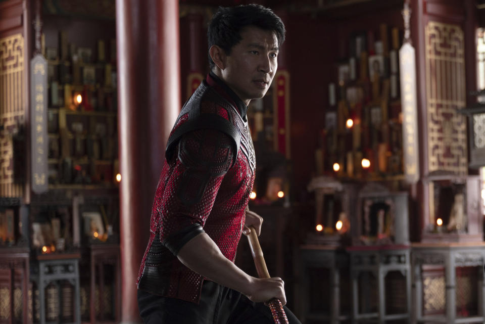 This image released by Marvel Studios shows Simu Liu in a scene from "Shang-Chi and the Legend of the Ten Rings." (Jasin Boland/Marvel Studios via AP)