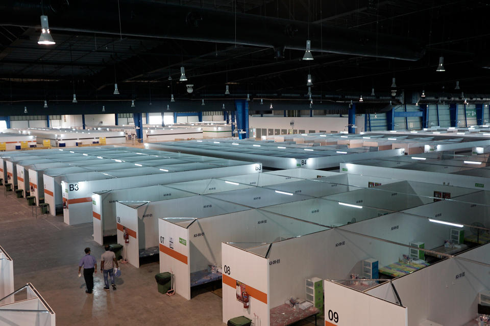 Currently, the 33 sq m indoor portion of the Changi Exhibition Centre, will be used to house some 2,700 COVID-19 patients with mild symptoms. (PHOTO: Dhany Osman / Yahoo News Singapore)