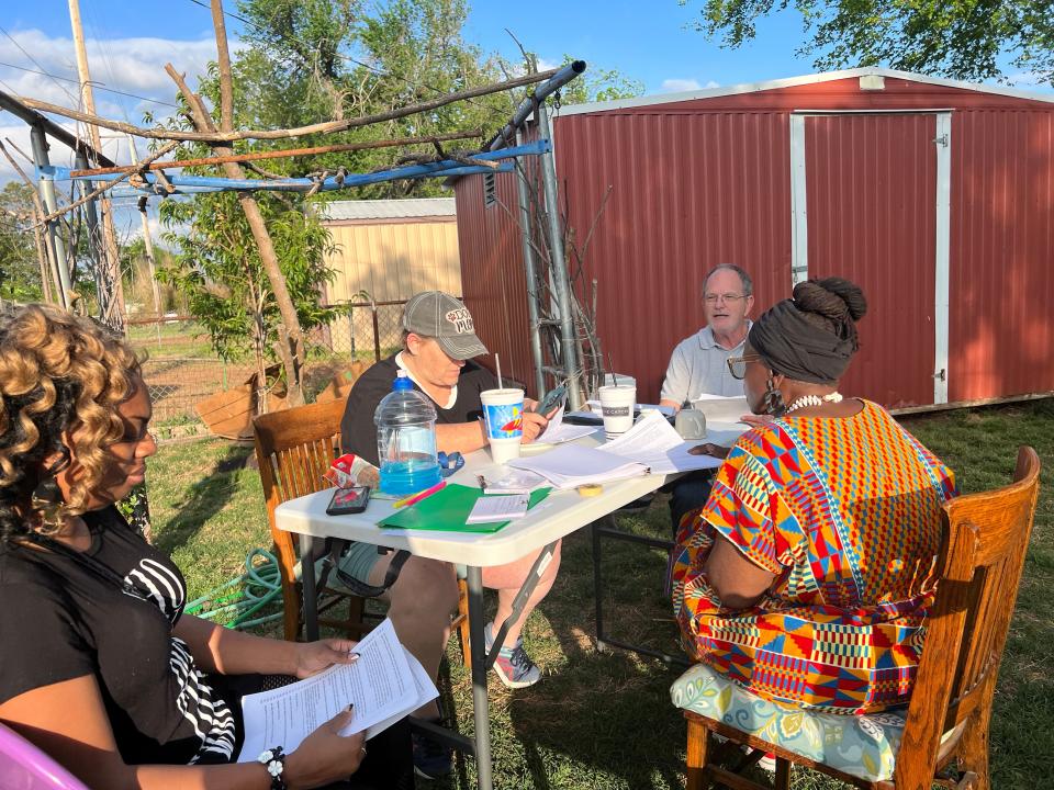 Norman-based Namron Players Theatre is preparing to premiere the original play "ANNA When the Sun Goes Down," about Oklahoma sundown towns. Participating in a table read for the play are, clockwise from left, Andrea Zolicoffer, Sandy Oliver, Terry Veal and writer and director DWe Williams.