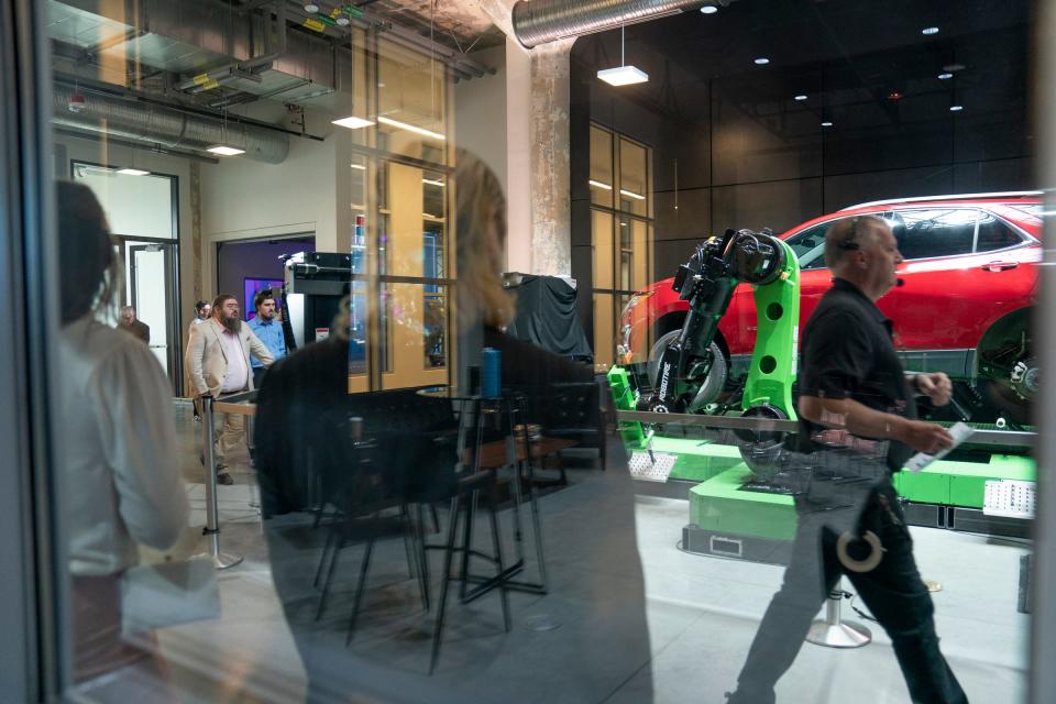 Michigan Central launches with Newlab opening in reimagined Book Depository in Detroit on Tuesday, April 24, 2023. Labs for entrepreneurs to work on innovations can be seen throughout the first floor of the building.
