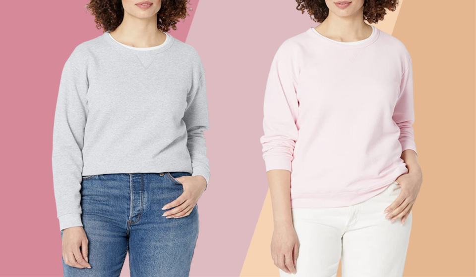 Hanes sweatshirts in grey and pink.