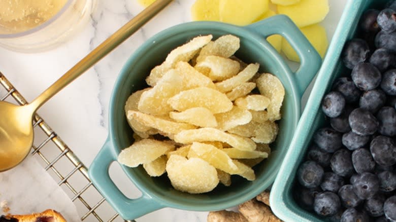 crystallized ginger in bowl 