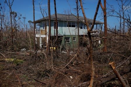 A destroyed house is seen after Hurricane Dorian hit the Abaco Islands in Treasure Cay