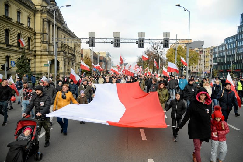 People mark the National Independence Day in Szczecin