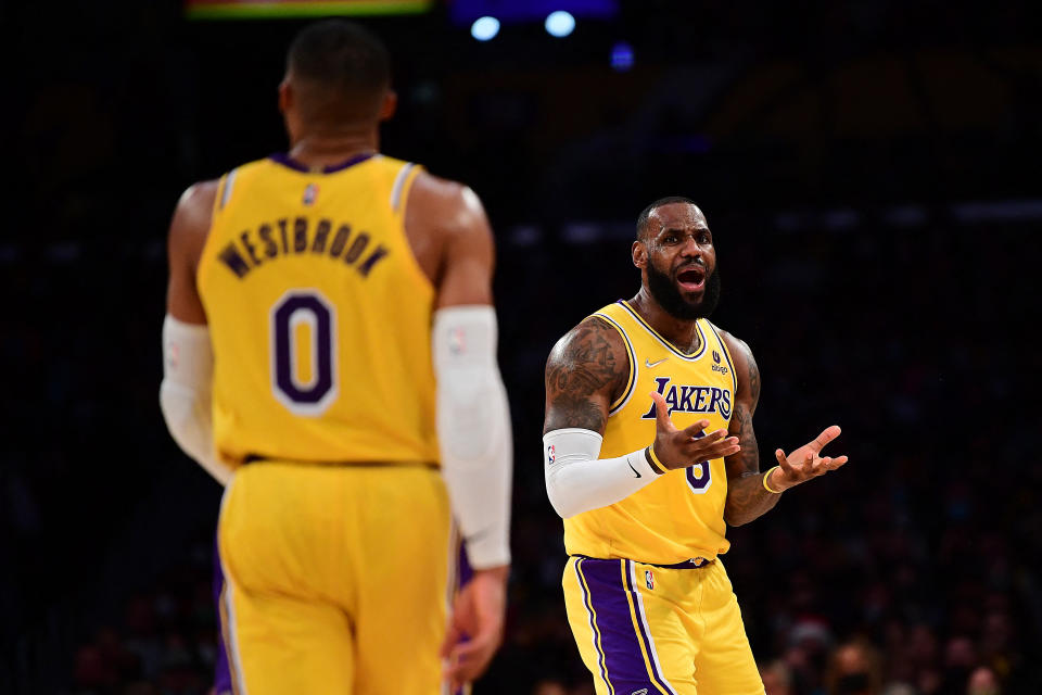 Los Angeles Lakers forward LeBron James will miss the playoffs for the fourth time in 19 seasons. (Gary A. Vasquez/USA TODAY Sports)