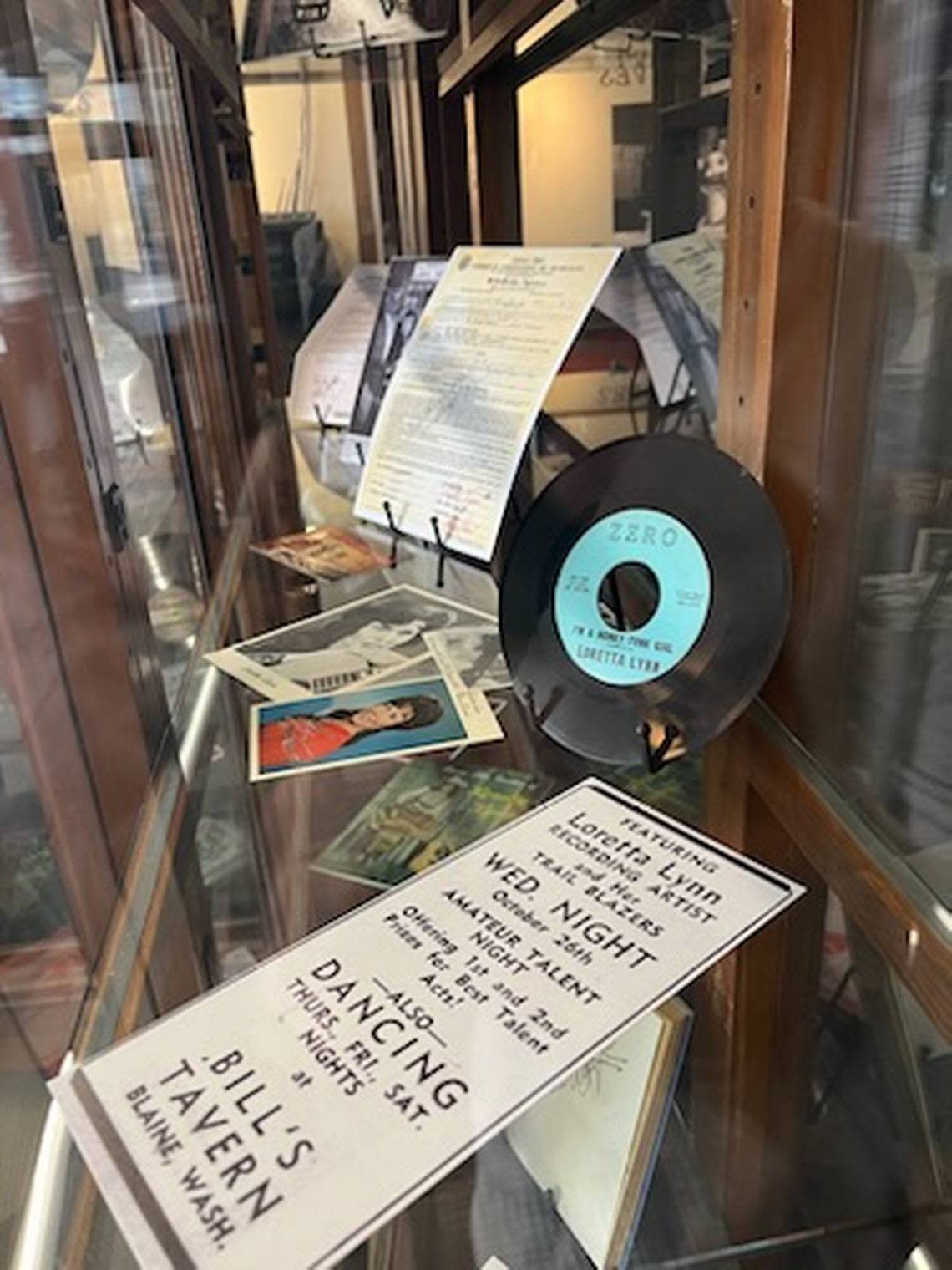 A replica of an advertisement for a Loretta Lynn concert at Bill’s Tavern in Blaine, Wash. is on display at the Lynden Heritage Museum. Daniel Schrager