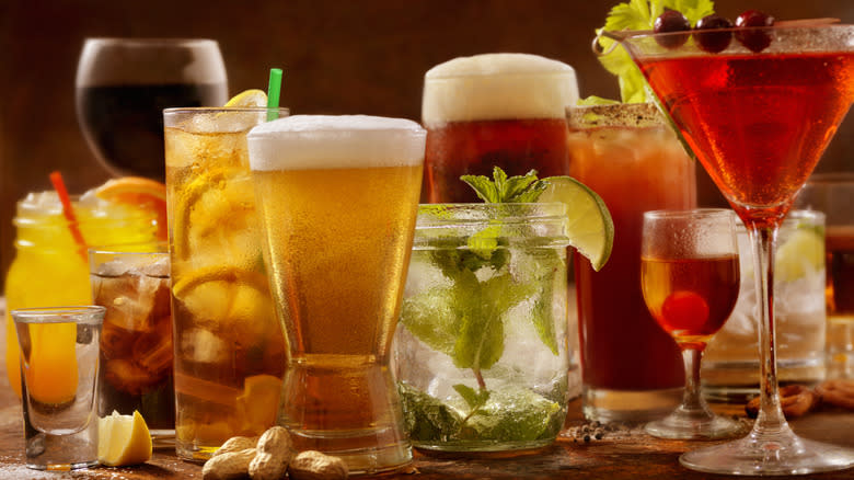 assortment of alcoholic drinks