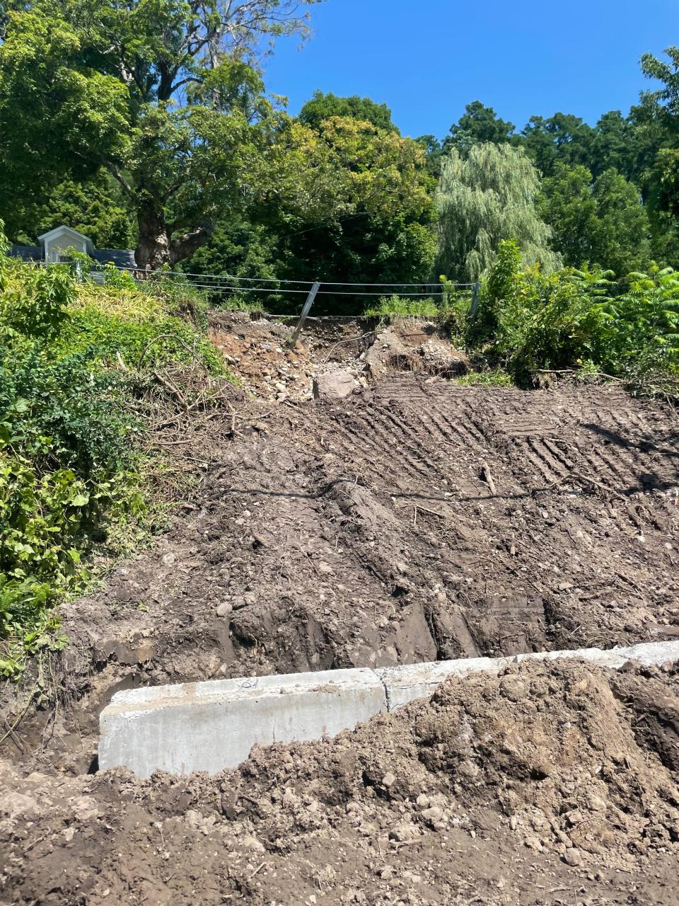 The entrance to High Street from Route 7a is closed due to a mudslide caused by heavy storms on August third.