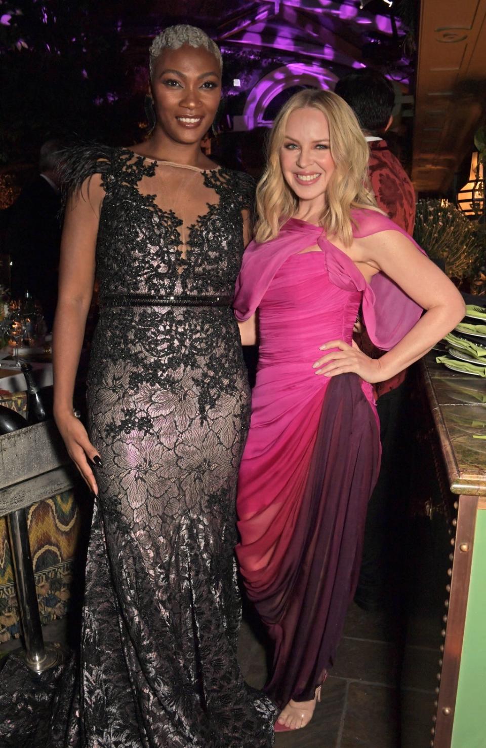 Tahiirah Habibi and Kylie Minogue at the party (Dave Benett)