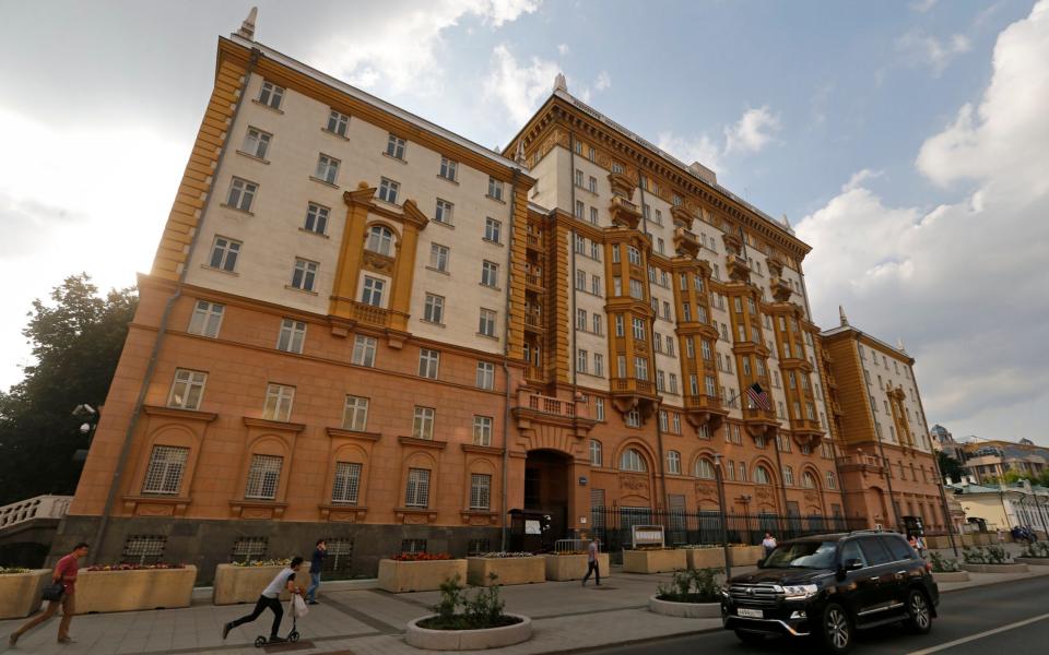 A general view of a building of the US embassy in Moscow, Russia - Credit: EPA