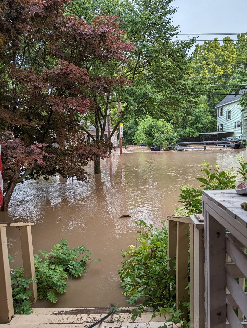 The scene in yards on West Gibson Street, Canandaigua on Sunday -- water everywhere.