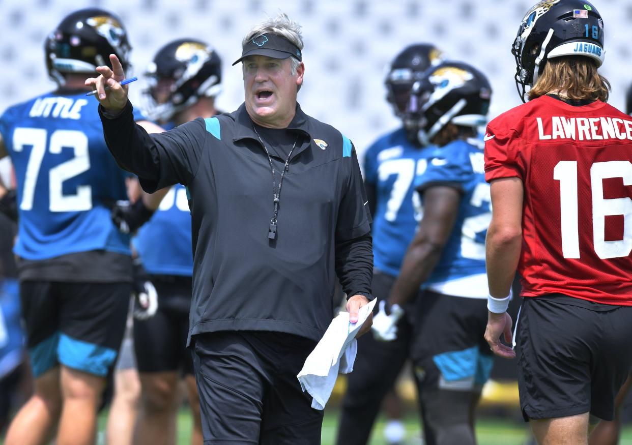 Doug Pederson, seen here giving instruction at a Jaguars' OTA session, believes the team needs some healing from a disastrous 2021 season, and the only way to do that in the NFL is winning games.