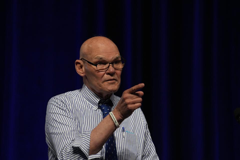 Democratic strategist James Carville gives a speech on Friday, June 17, 2022, during Big Dem Weekend at Indianapolis Convention Center in Indianapolis.