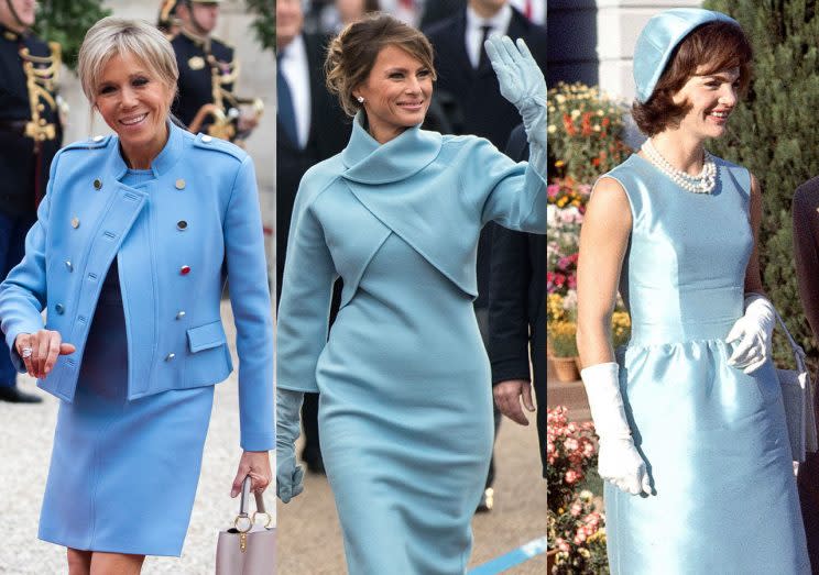 Brigitte Macron, Melania Trump, and Jacqueline Kennedy