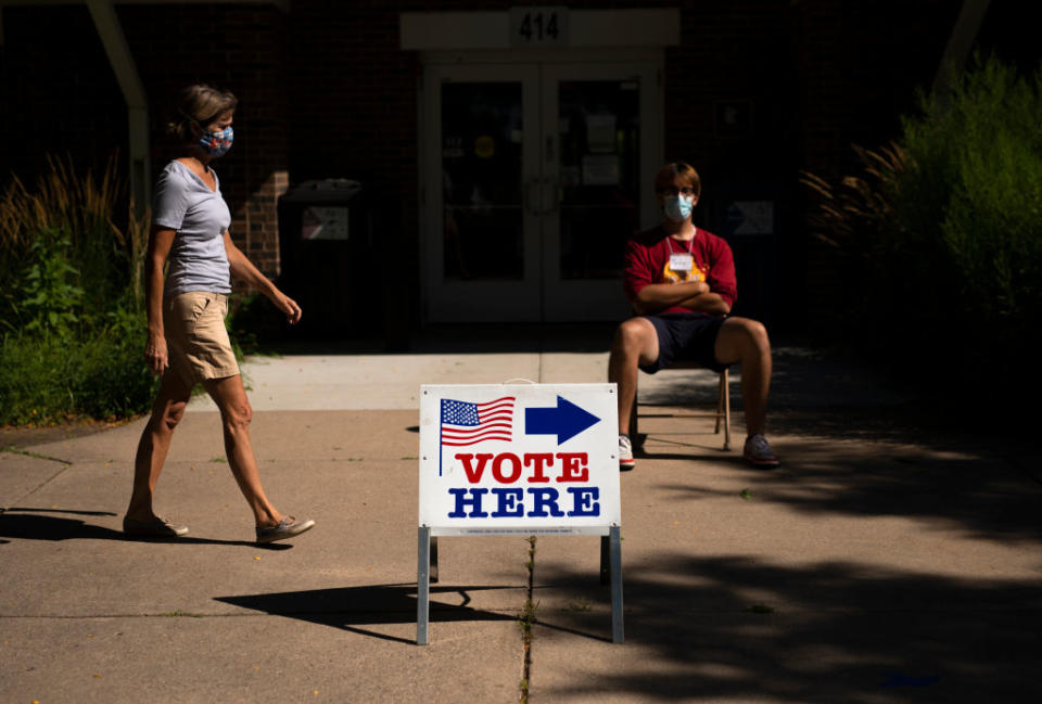 A voter arrives at a polling place in Minneapolis. Source: Getty Images