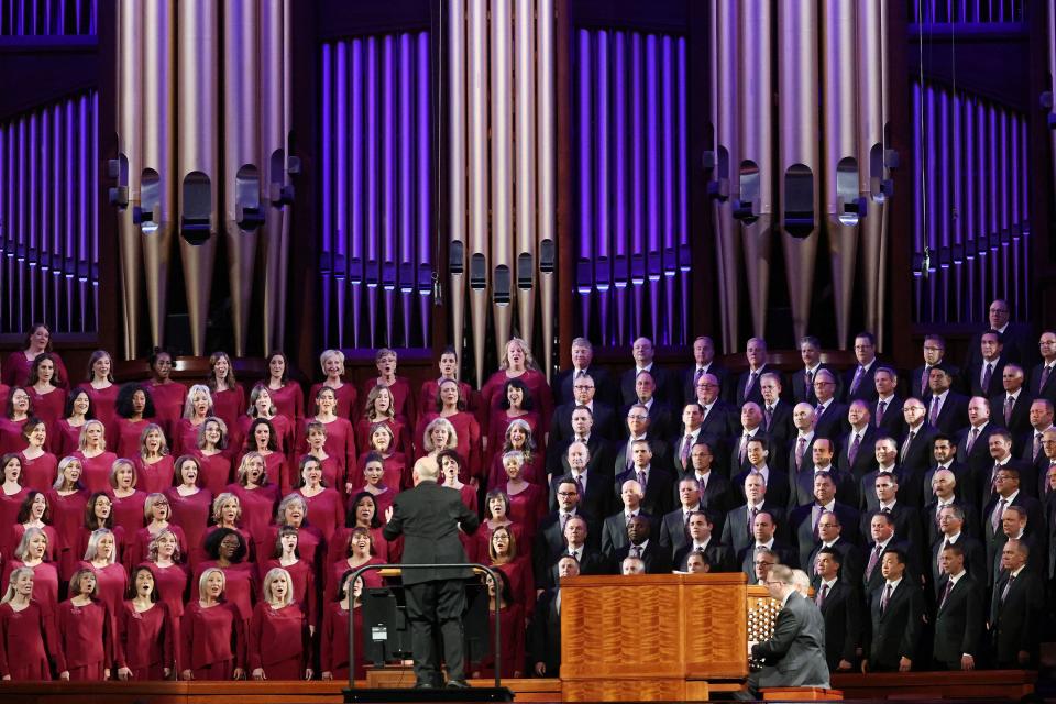 The Tabernacle Choir at Temple Square sings during the Sunday morning session of the 193rd Semiannual General Conference of The Church of Jesus Christ of Latter-day Saints at the Conference Center in Salt Lake City on Sunday, Oct. 1, 2023. | Jeffrey D. Allred, Deseret News