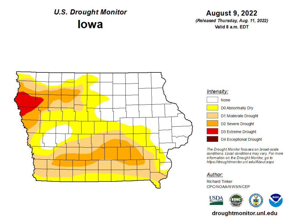 Areas in severe drought expanded last week, according to the U.S. Department of Agriculture.