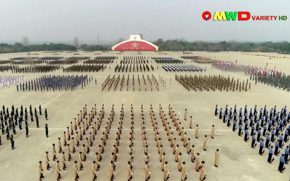 An annual parade is put on by the military to mark Armed Forces Day - AFP