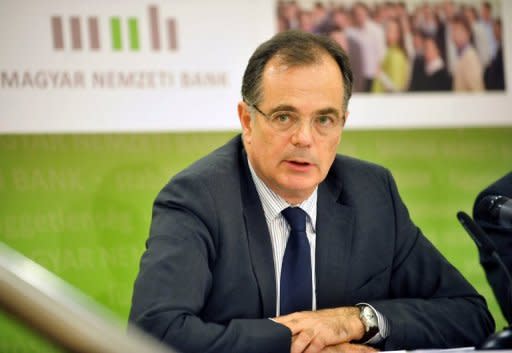 Governor of the Hungarian National Bank Andras Simor. Prime Minister Viktor Orban wants to reduce the powers of the central bank chief, increase parliament's influence in setting interest rates in order to boost growth and to merge the lender with the financial regulatory body