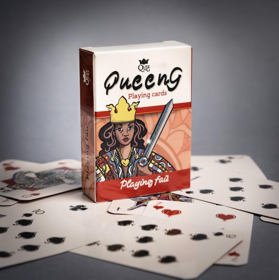 "Queeng" playing cards feature multi-ethnic figures and men and women are equal.