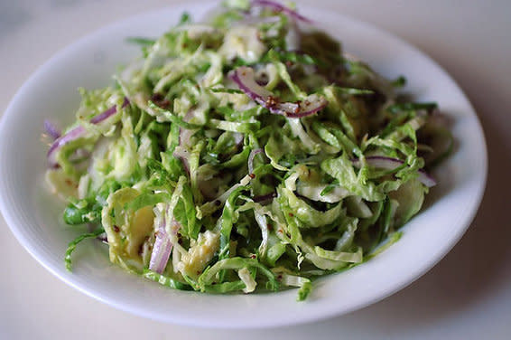 Shaved Brussels Sprout Salad with Red Onion, Lemon, and Pecorino