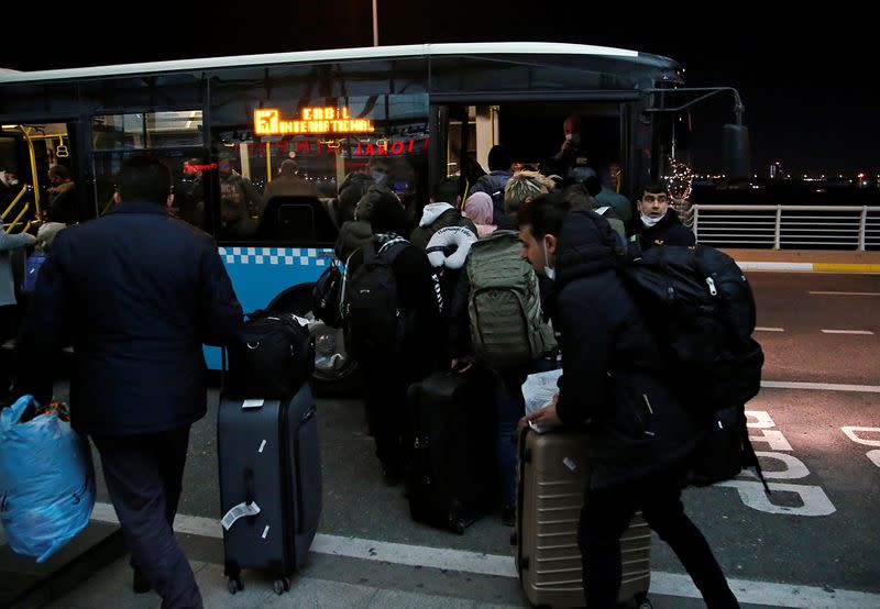 Iraqi migrants arrive at Erbil International Airport